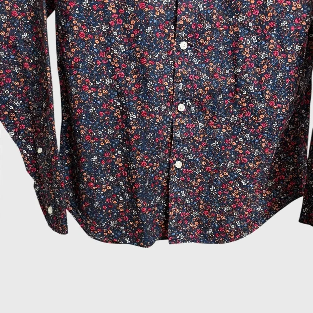 J. Crew Men's Slim Fit Floral Button-Down Shirt Size M Navy Multicolor Preppy